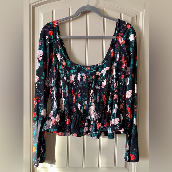 Paco Rabanne Black Rose Garden Pleated Bustier Top - Picture 7 of 12